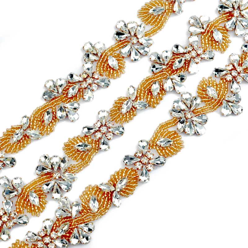 Keering Elegant Handmade Pearl Rhinestone Trim for Wedding, WRA-1009