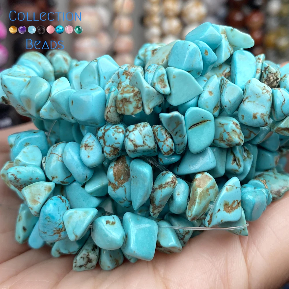 

Natural Irregular Blue Turquoises Stone Loose Spacer Round Bead For Jewelry Making DIY Bracelets Accessories Wholesale 15''
