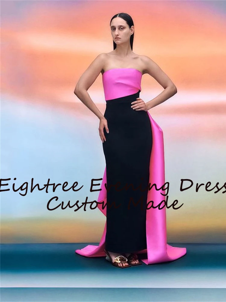 Eightree Fasion Đen/Hồng Strpless Dài Váy Ngủ Dây Áo Chính Thức Đêm Vũ Hội Đầm Áo Vestidos De Festa