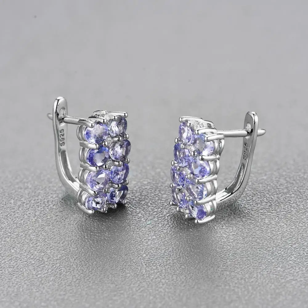 Natural tanzanite clasp earrings 925 sterling silver Elegant classic design fine jewelry for women daily wear tbj promotion