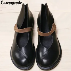 Careaymade-New half ankle short  real genuine leather women motorcycle shoes women Spring shoes Ma Ding shoes,size4.5-10