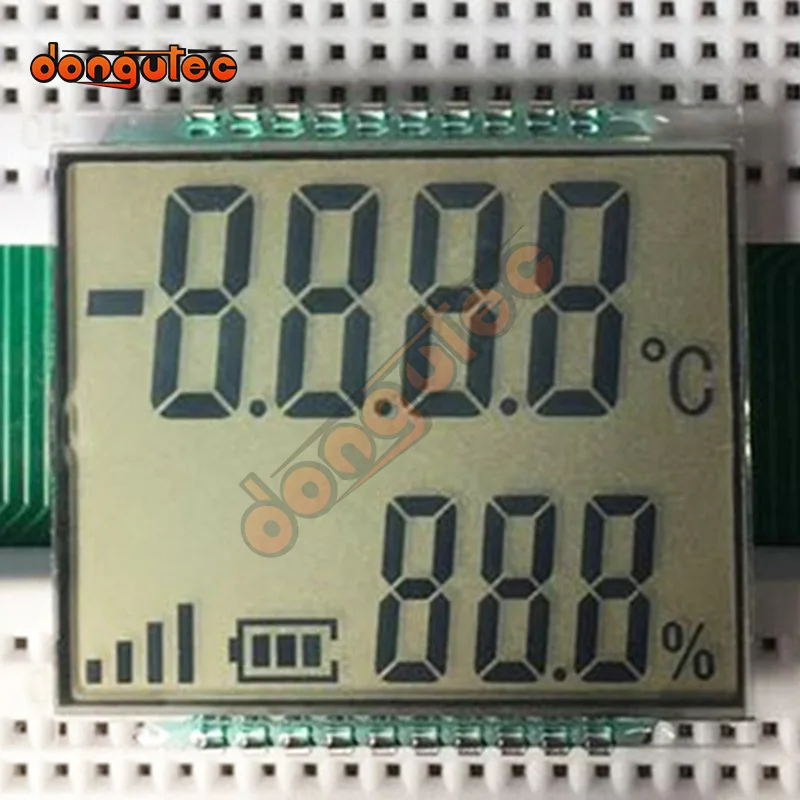 Panel LCD de 20 pines TN con segmento positivo de 7 dígitos, pantalla LCD de temperatura y humedad, retroiluminación blanca, amarilla, verde y azul