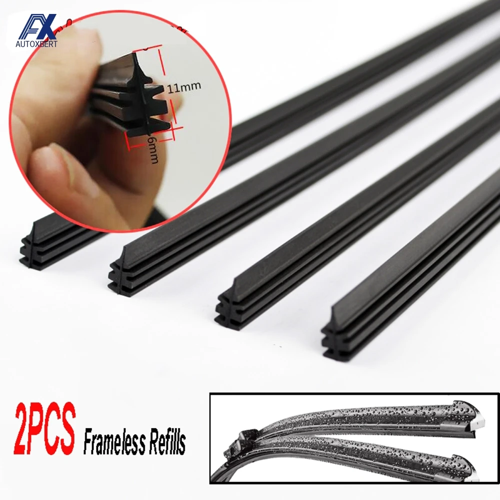 Pair Auto Car Rubber Bracketless Wiper Blade Refill 6mm 24\