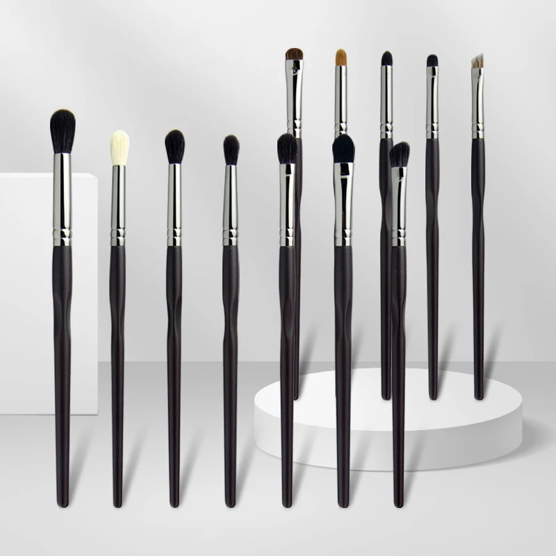 12pcs/set Black Professional Eye Makeup brushes set Eyeshadow make up brush full function Crease detail smudge Nose shadow mosan