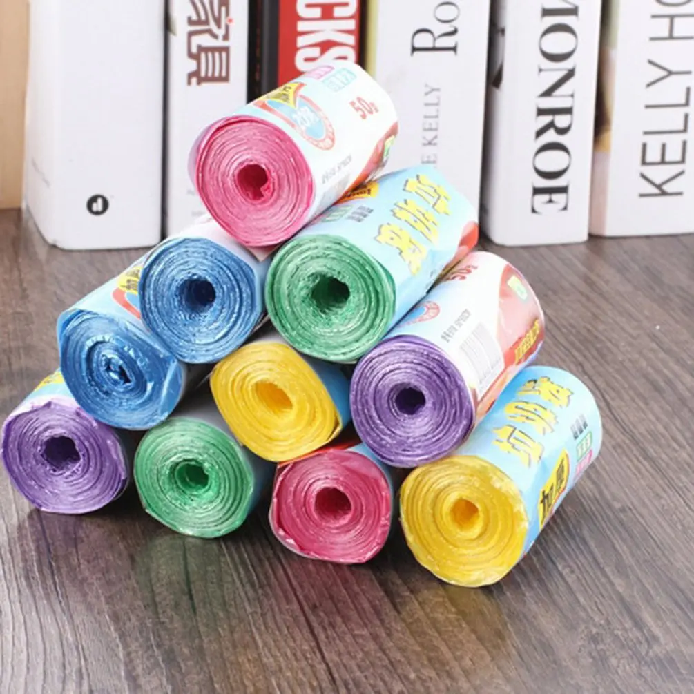 1/3/5 Rolls 50x45cm Trash Bags Household Thickened Garbage Bags Rubbin Junk Organizer Kitchen Disposable Waste Bag Random Colors