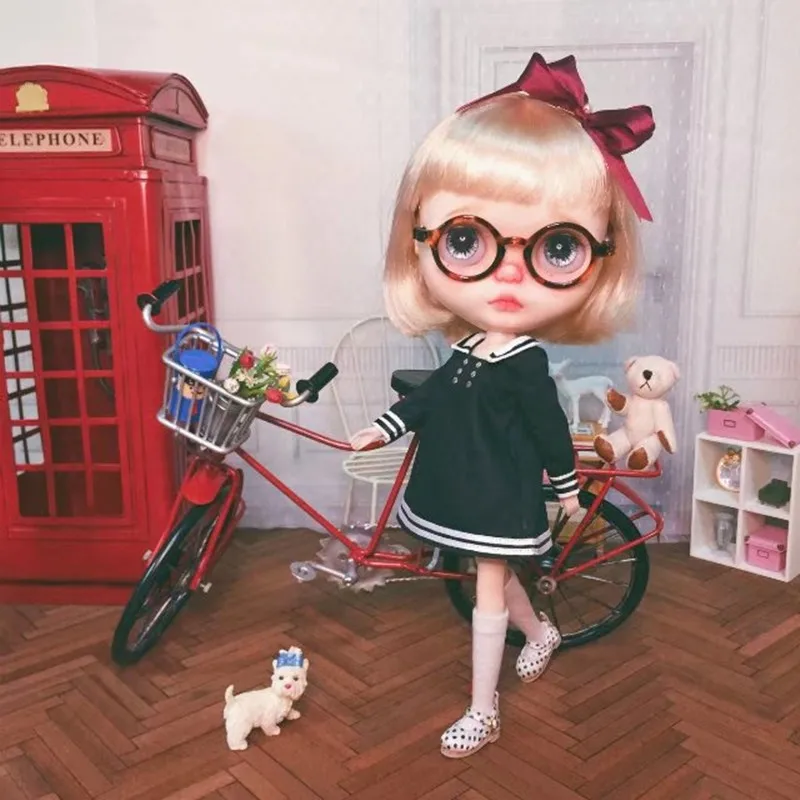 Simulation Iron Bicycle Dollhouse Furniture 1/6 OB11 BJD Lol Blyth Accessories For Dolls Mini Model Bike Photo Props Kids Toys