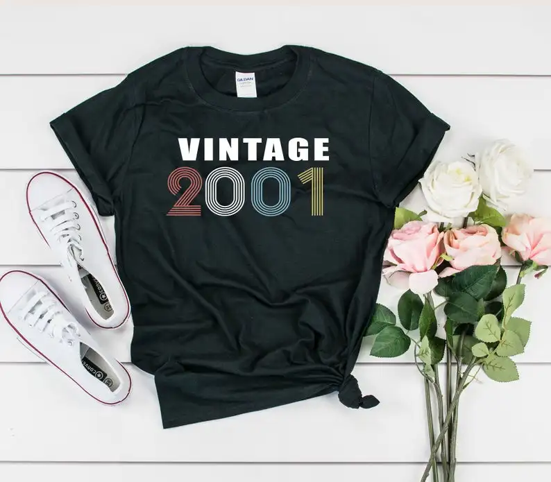 20th birthday shirt, 2001Vintage T-shirt, gift for her and him-birthday gift, party shirt, summer casual T-shirt unisex