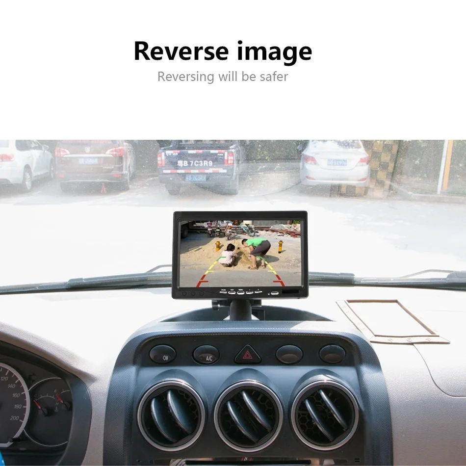 HD 7" inch Color TFT LCD  Car Monitor Rear View CCTV Monitor Display with 2 Channels Video Input for DVD VCD Reversing Camera