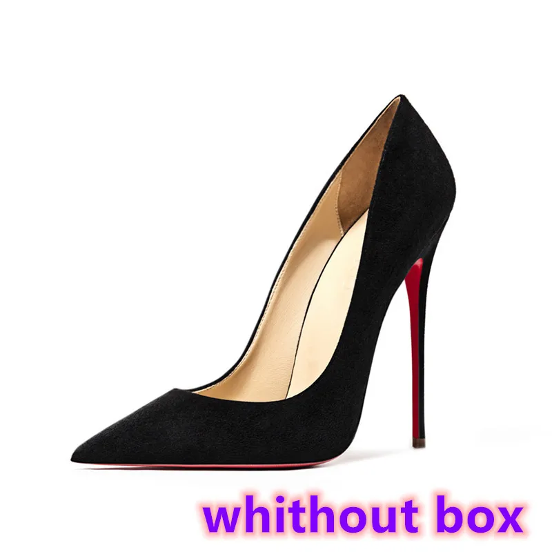 

Black Wine Suede Flock Women Pumps Red Bottom Shoes Super High Genuine Leather Ladies Sitlettos Pointed Toe Xmas Gift Women Shoe