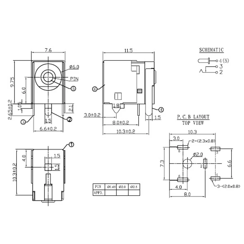 10pcs DC-036 DC Power Socket Connector 5.5*2.1mm The Power Supply Female Power Connect Jack 3pin 5pin DC036
