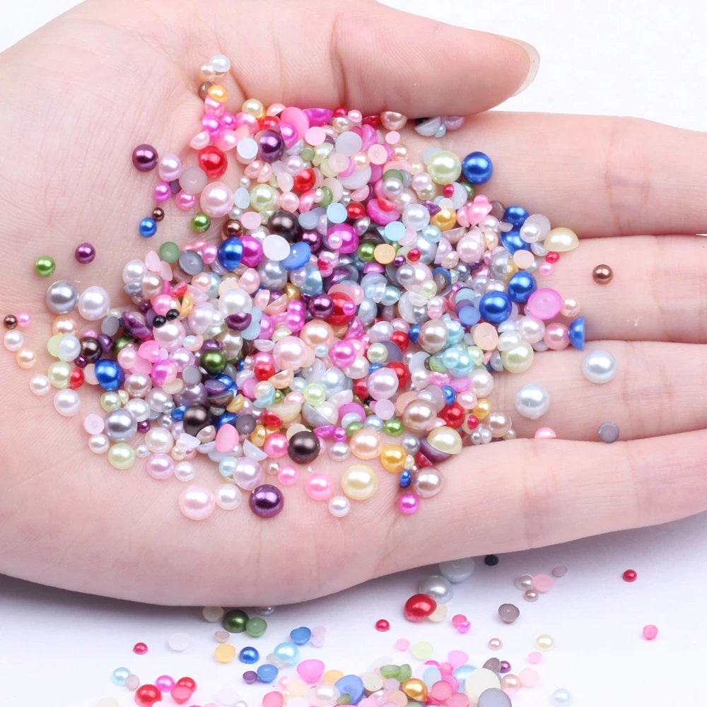 

Mixed Sizes 2 3 4 5mm 1000pcs Half Pearls Many Colors To Choose Resin Round Beads Flat Back Beads Nail Art Decorate Diy Diamante