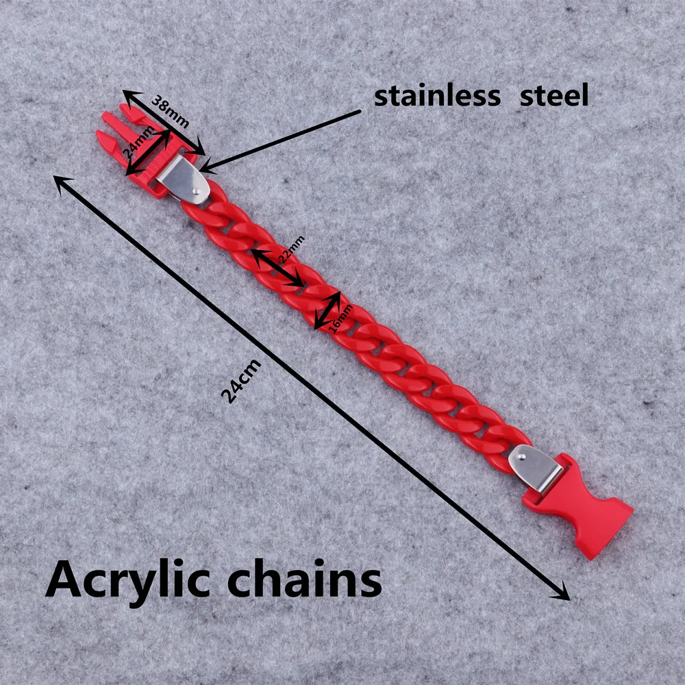 New Punk Acrylic Link Chain Buckle Bracelets Bangle Men Women Colorful Cuban Chains Charm Bracelet Fashion Party Jewelry Gift