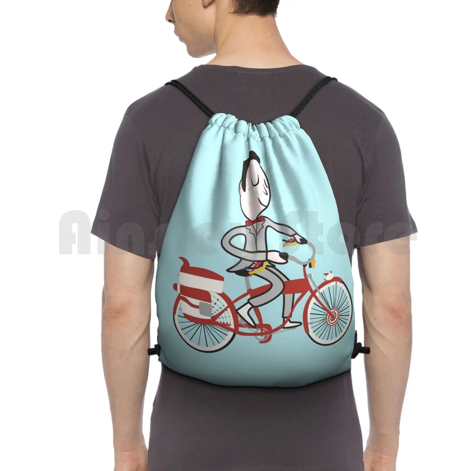 

My Bike-Pee Wees Big Adventure Backpack Drawstring Bag Riding Climbing Gym Bag Pee Wee Bike Cartoon Pee Wees Big Adventure