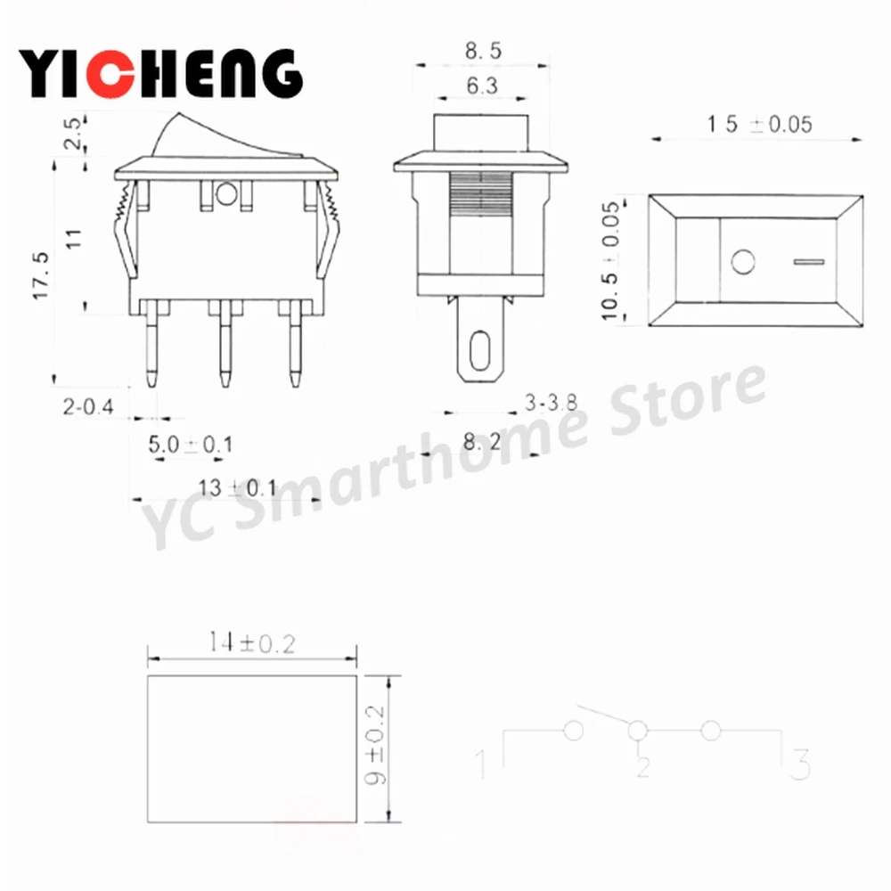 5Pcs interruttore barca KCD1-103 3 piedi 2 file con le luci Rocker interruttore di alimentazione 15*21 MILLIMETRI 3pin Con luce