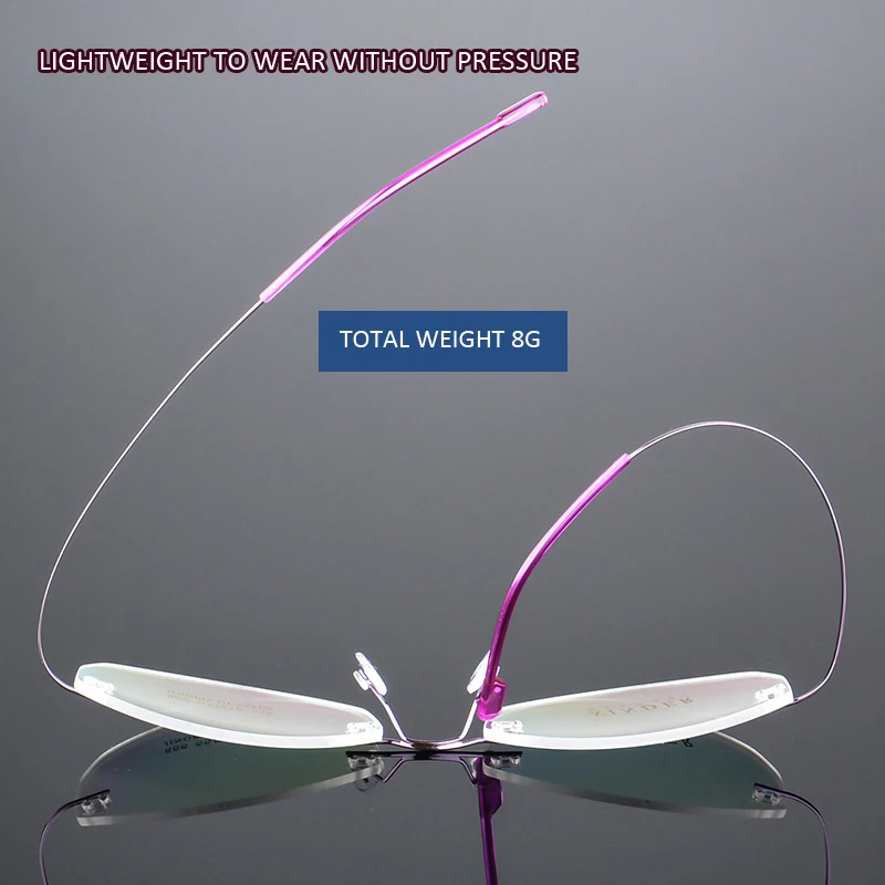 Elbru Metal Superelastic Rimless Glasses Frame Women Titanium Alloy Ultralight Myopic Frame Clear Lens Eyeglasses Eyewear Unisex