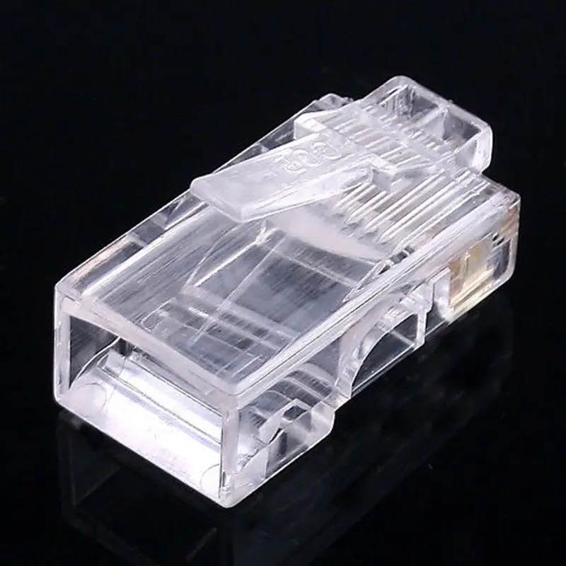 1000PCS/Lot  Crystal 8Pin RJ45 Modular Plug Rj-45 Network Cable Connector Adapter for Cat5 Cat5e Cat6 Rj 45 Ethernet Cable Plugs