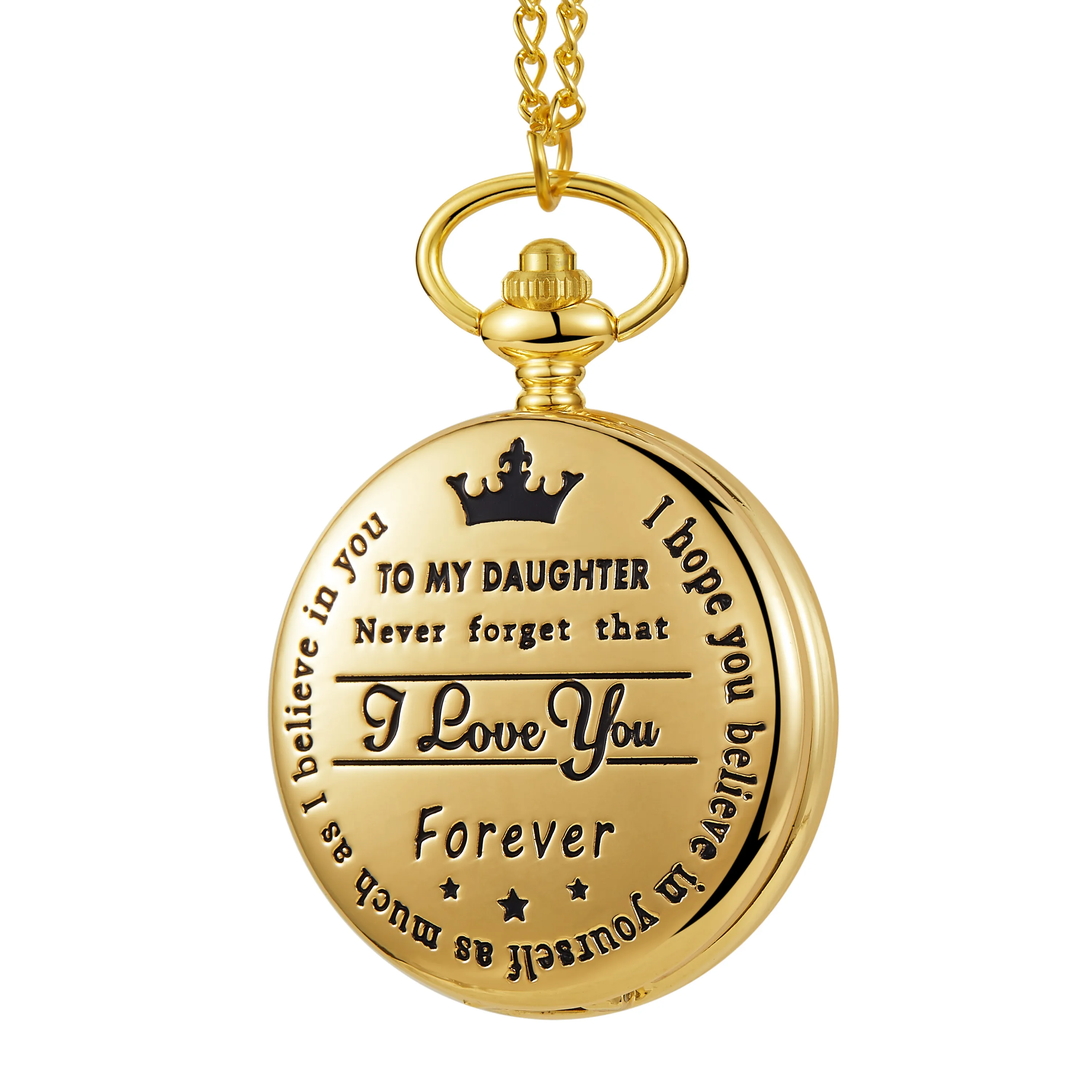 

Retro Engraving Text Quartz Pocket Watch Roman Numerals Dial Gifts for Children Unique Love Fob Hanging Chain Gold Silver Bronze