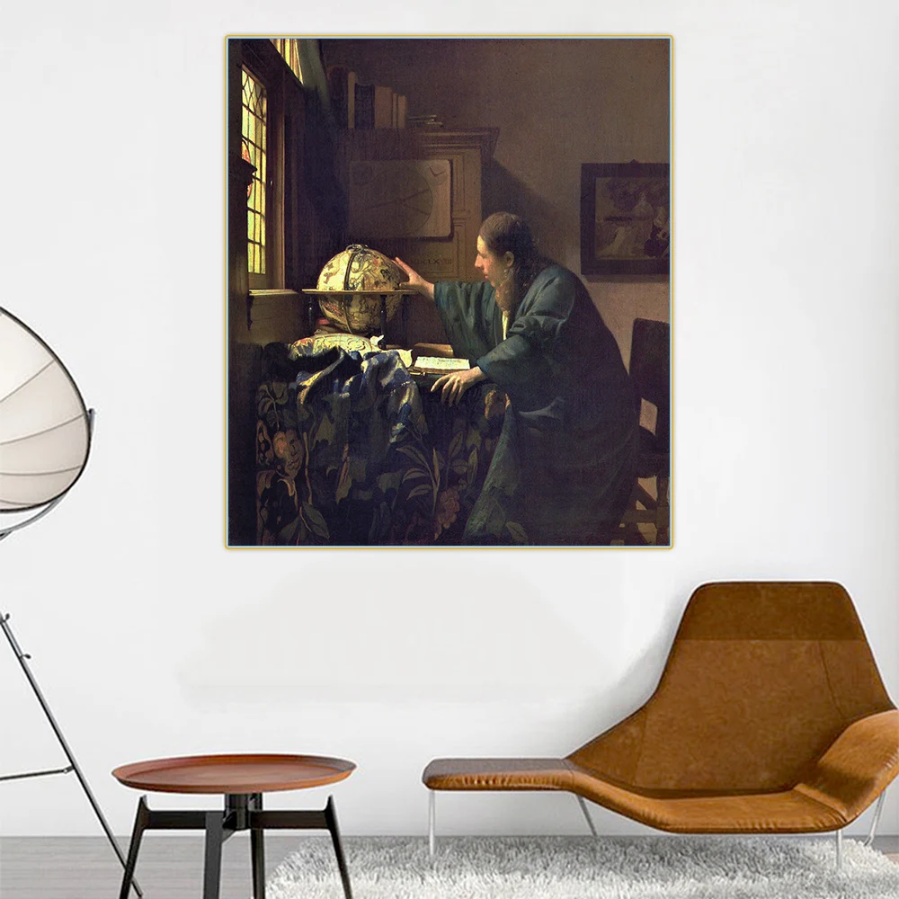 The Astronomer, 1668 by an Open Window by Johannes Vermeer Canvas Oil Painting Artwork Poster Picture Wall Decor Home Decoration