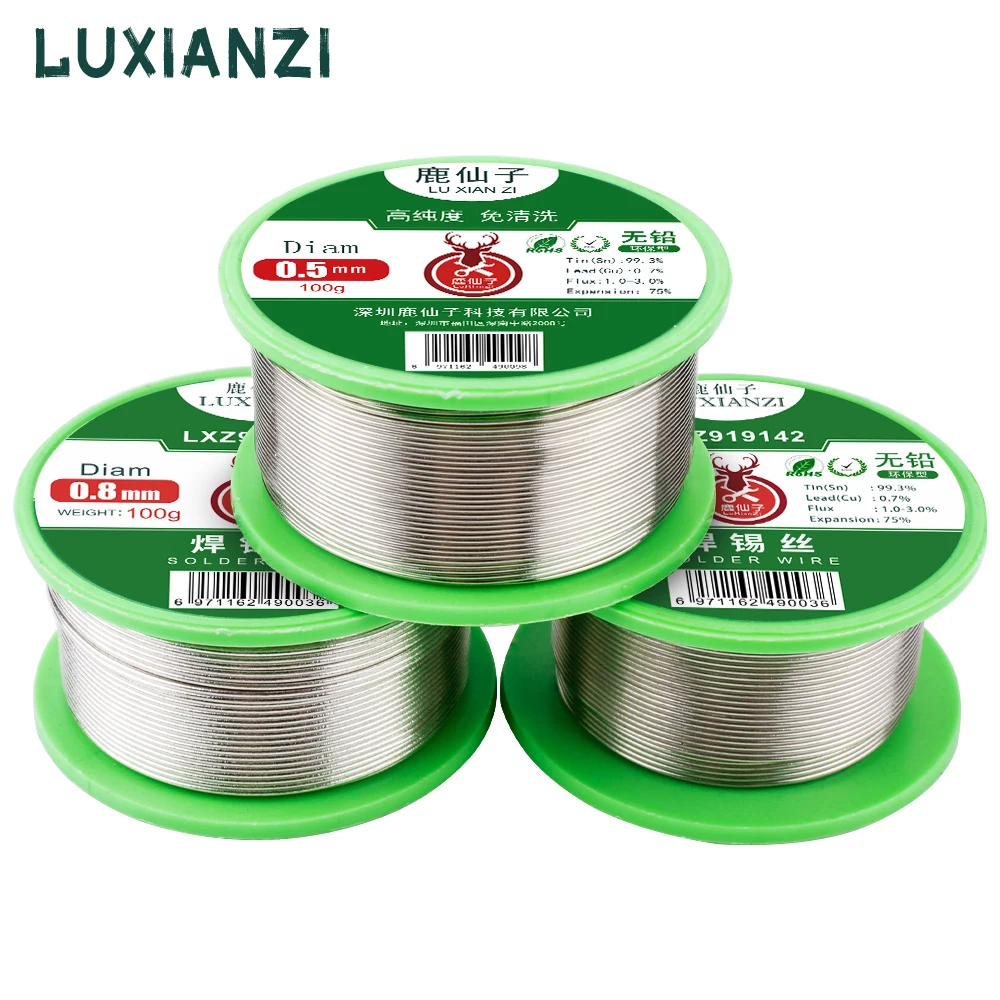 LUXIANZI 50g Lead Free Solder Wire 0.3/0.4/ 0.5/0.6/0.8/1.0mm Rosin Core Soldering Tin Wires Flux Low Melting Point High Quality