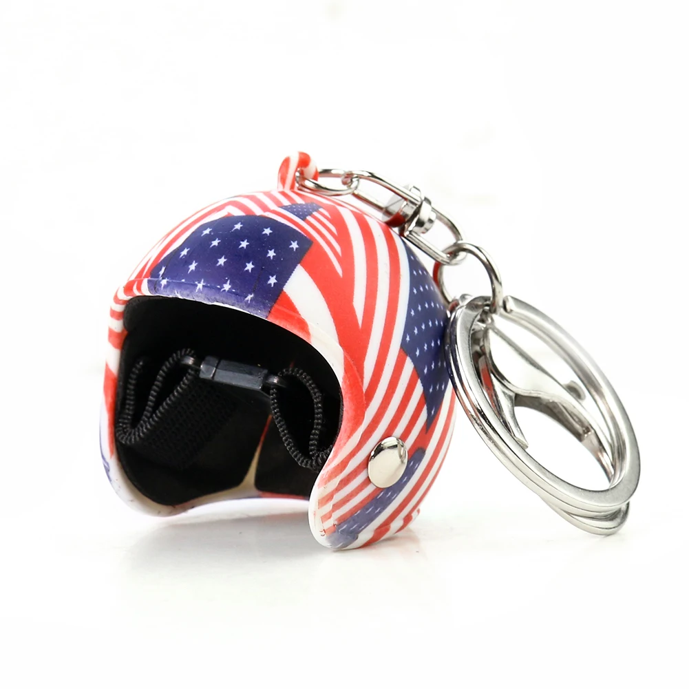 Motorcycle Helmet Keychain Star Flag Bee Kawaii Keyring DIY Doll Safety Hat Car Bag Pendant Accessory Kid\'s Toy Promotional Gift