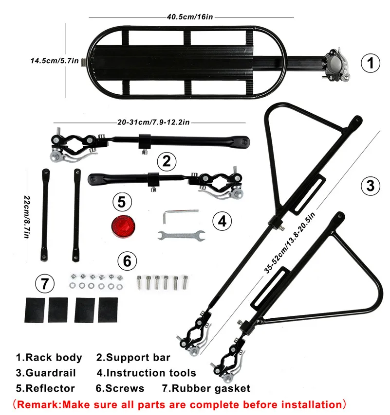 WEST BIKING Bike Carrier Rack Bike Luggage Bag Set Aluminum Steel Cycling Cargo Shelf Can Manned 140KG Load-bearing Bicycle Rack