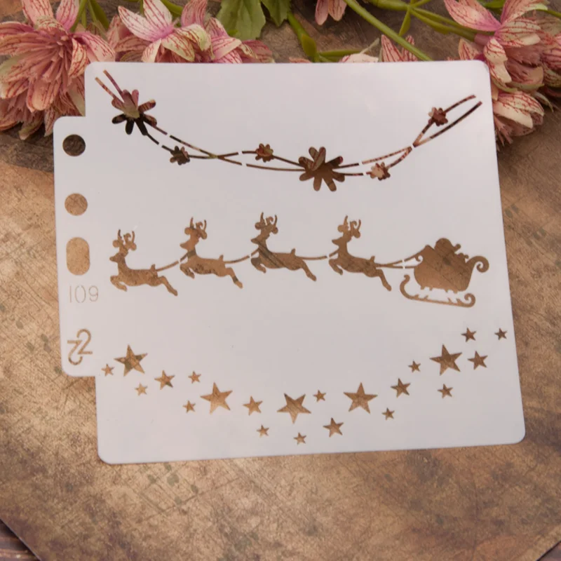 2pc Christmas Deer Stencils DIY Walls Layering Painting Template Decoration Scrapbooking Diary Stamp Coloring Embossing Reusable