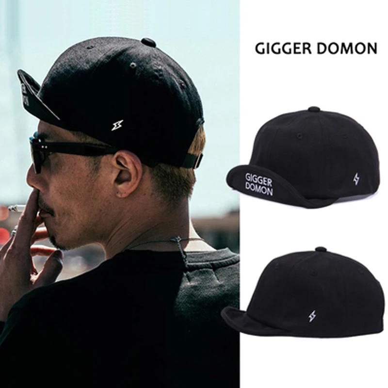 Japanese Fashion Brand Short-Brim Hat, Black /Khaki Retro-Style Caps, Personalized Tooling Short Visor Youth Peaked Cap