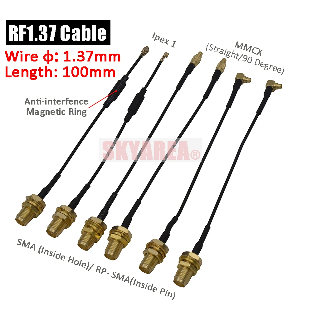 10cm RF1.37 Cable Ipex 1 /MMCX to SMA / RP-SMA Antenna Pigtail Cable for PandaRC TBS VTX RC Models RC Drone FPV Racing