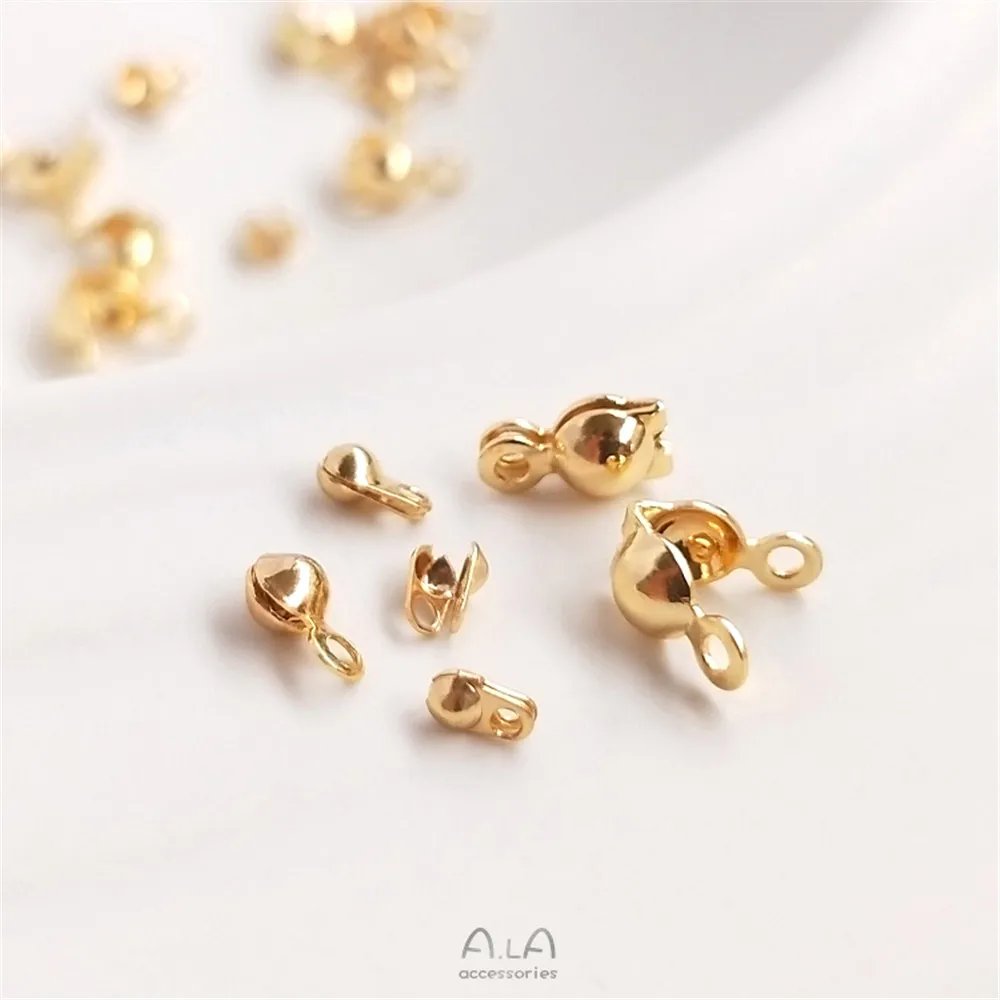 14K Gold Plating Bag buckle pea buckle, double ear double button shell buckle, DIY bracelet necklace, bead chain accessories