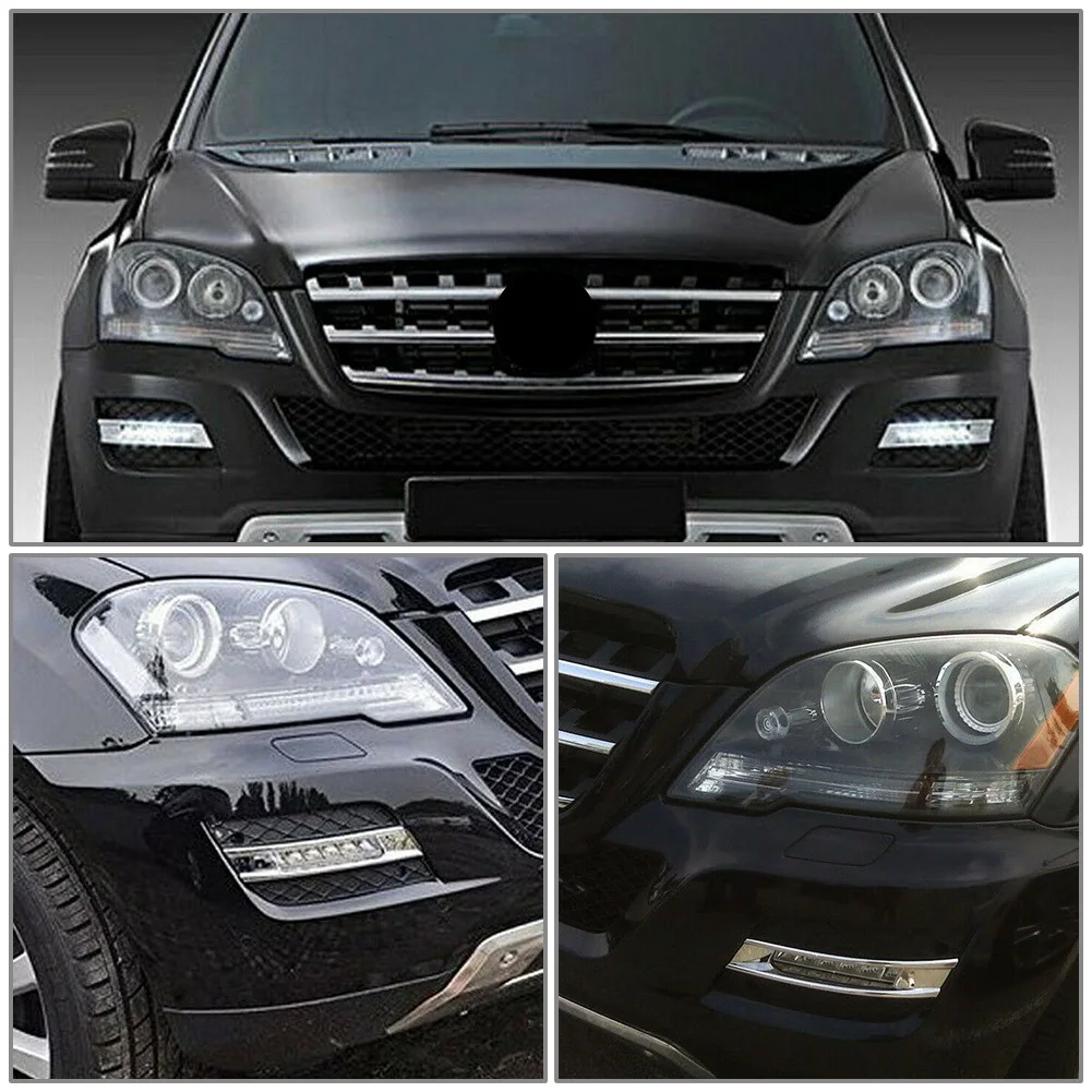 1Pair Car Front Bumper Daytime Running Lights LED DRL For Mercedes Benz W164 M-Class ML320 ML350 ML500 ML550 ML63  2009-2011