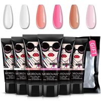 Poly Nail Gel Kit -6 Colors 0.5oz Poly Extension Gel Nail Kit Clear White Nude Pink Build Nail Gel for DIY Nail Art French Kit