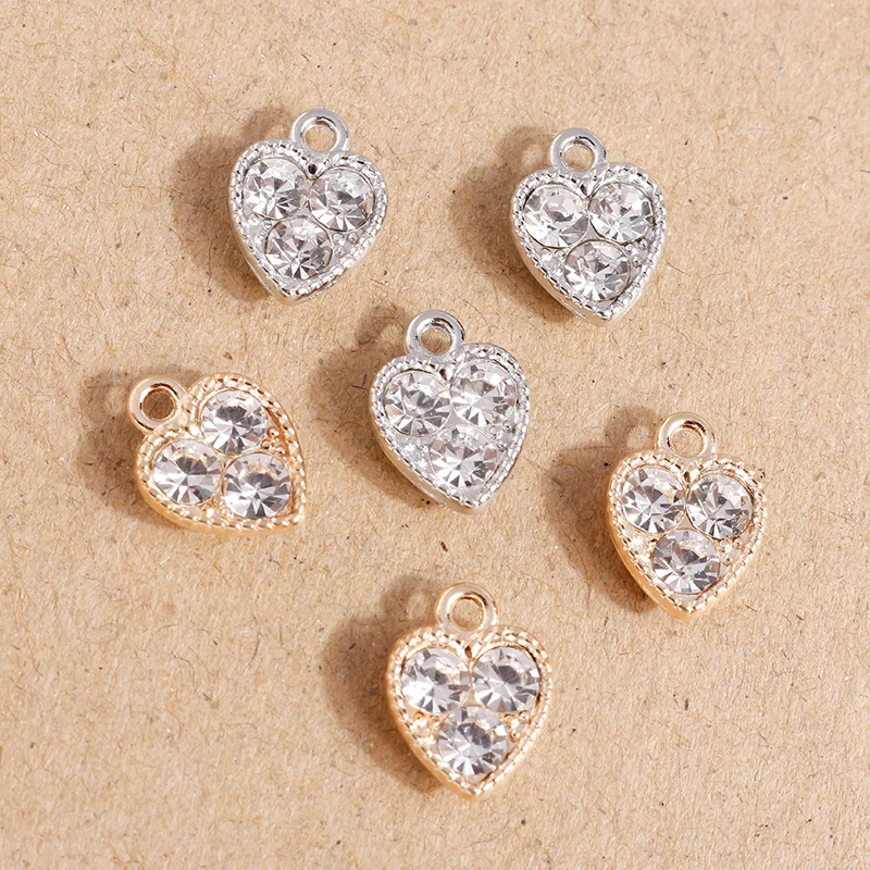 10 Stück 10*13mm süße Kristall Liebe Herz Charms für Schmuckherstellung Anhänger DIY Halskette Ohrringe Armband Zubehör Zubehör – Detail 6