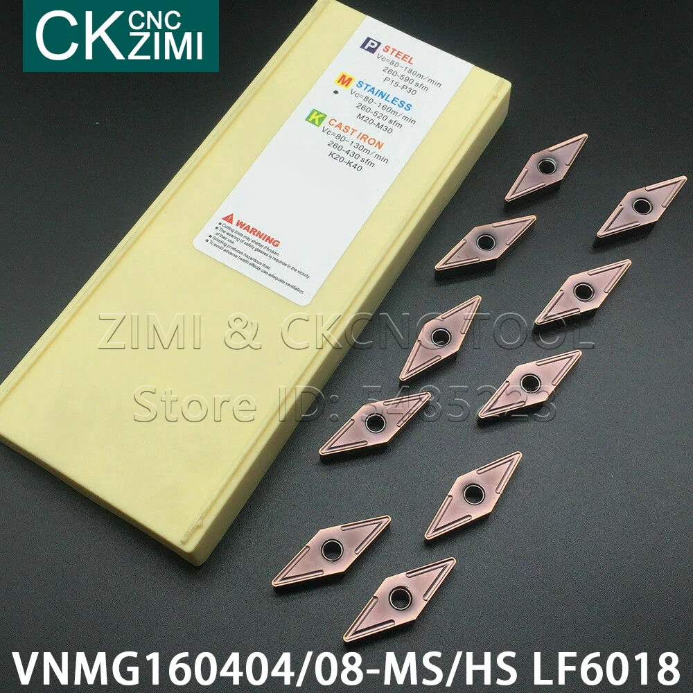 VNMG160404-HS VNMG160408-MS VNMG160408-HS VNMG160404-MS LF6018 карбидные вставки CNC, токарный инструмент, металлический токарный станок VNMG из нержавеющей стали
