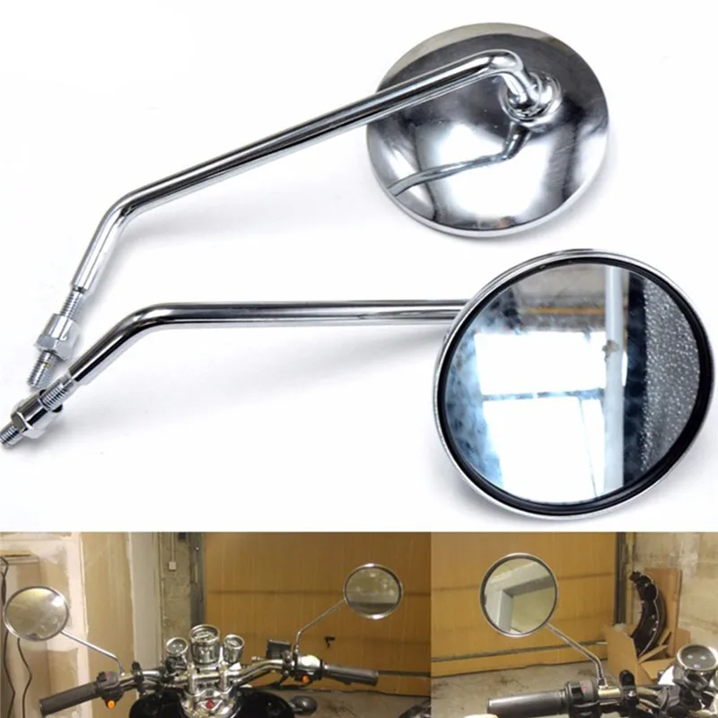 Espejos redondos para motocicleta, retrovisores de vástago largo para Kawasaki, Yamaha, Suzuki, Ducati, 2 unidades