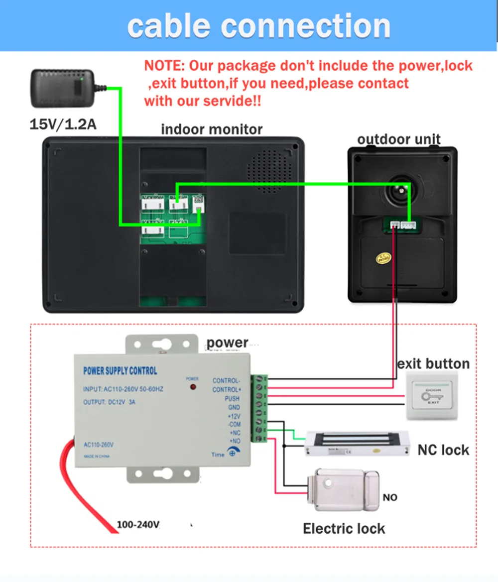 Kit de système d\'entrée d\'interphone vidéo, moniteur filaire 7 \