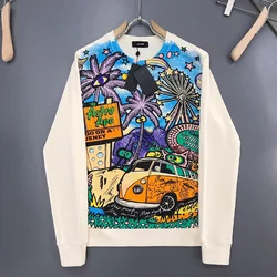 AlexPlein Men's Fashion Clothing Cartoon Funny Graffiti Round Neck Sweatshirt 2021 Winter 100%Cotton Casual Leisure Wear Quality