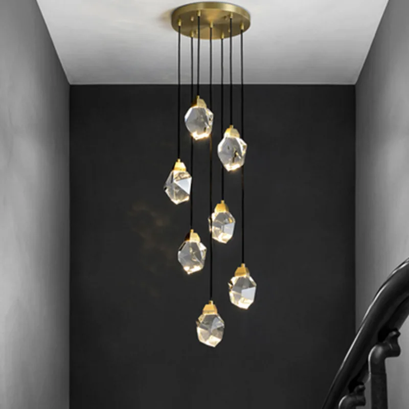 

Full Brass Crystal Led Pendant Light Nordic Lamp Luminaire Suspension Decoration Dining Room Bedroom Saloon Hanging Lamp 220V
