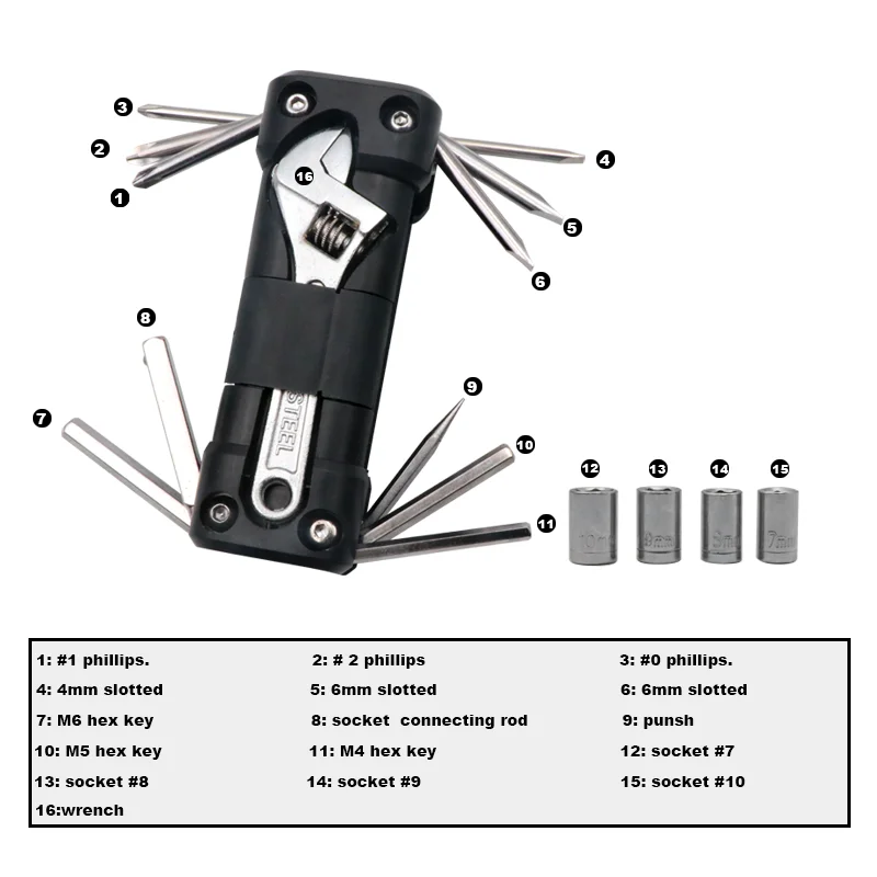 Bike Multifunction Tool Kit Tire Repair Tools Set Hex Key Screwdriver Chain Cutter Multitool MTB Road Bicycle Repair Accessories