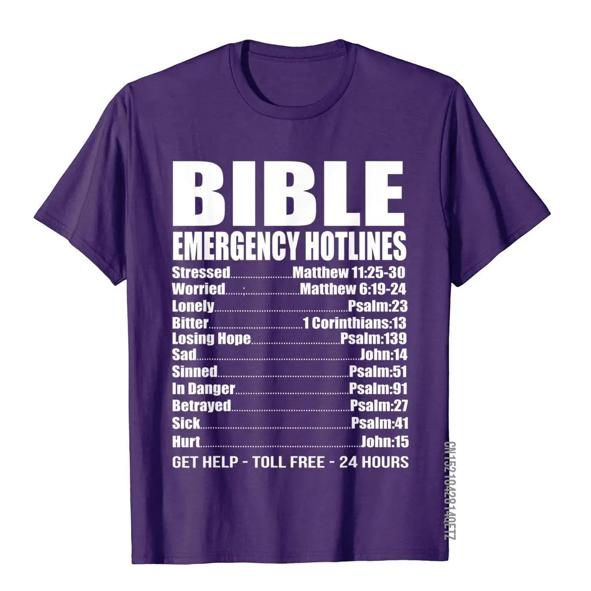 Bible Emergency Numbers Funny Hotline Christian T Shirt Gift 3D Style T Shirt Funny Tops Shirt Cotton Men England Style