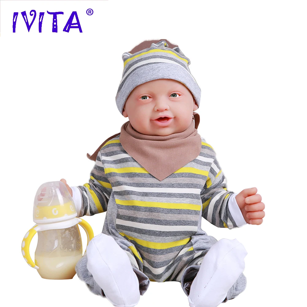 

IVITA WB1513 59cm 5210g Real Soft Full Silicone Reborn Bebe Baby Boy Eyes Opened Doll Newborn Alive Laughing Babies Toy for Kids