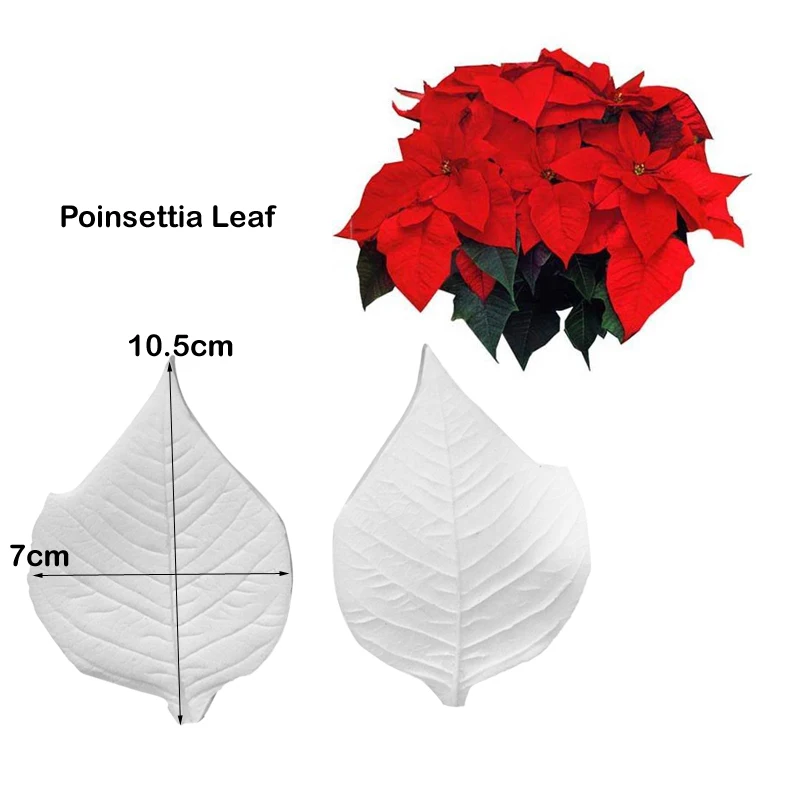 2 Styles Large Poinsettia Flower Veiners Silicone Molds Fondant Sugarcraft Gumpaste Resin Clay Cake Decorating Tool M21212438