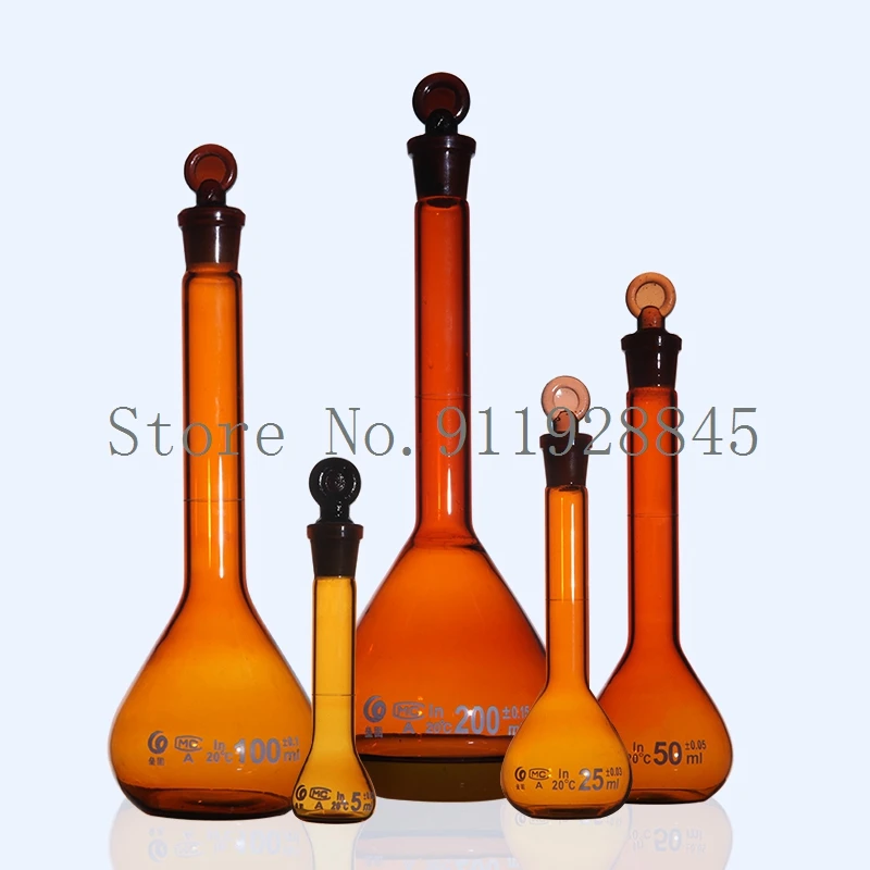 A-Grade 250mL Glass Brown Volumetric Flask White Transparent 100ml Quantitative Shaker Measuring Pyknowmeter Flasks