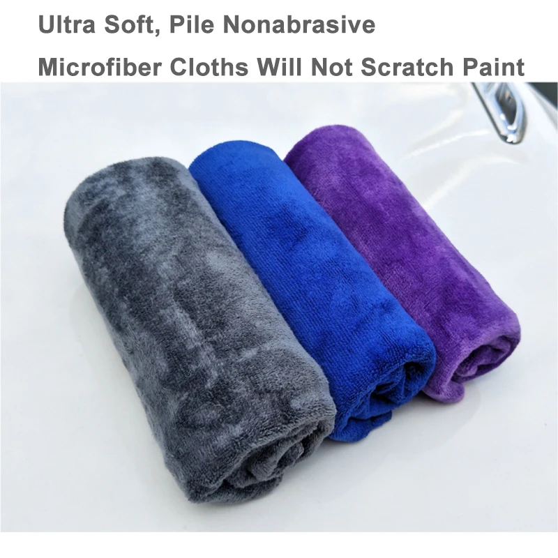 30x70 CM Car Wash Microfiber Towel Car Cleaning Drying Cloth Hemming Car Care Cloth Detailing Car Wash Blue purple/gray Towel