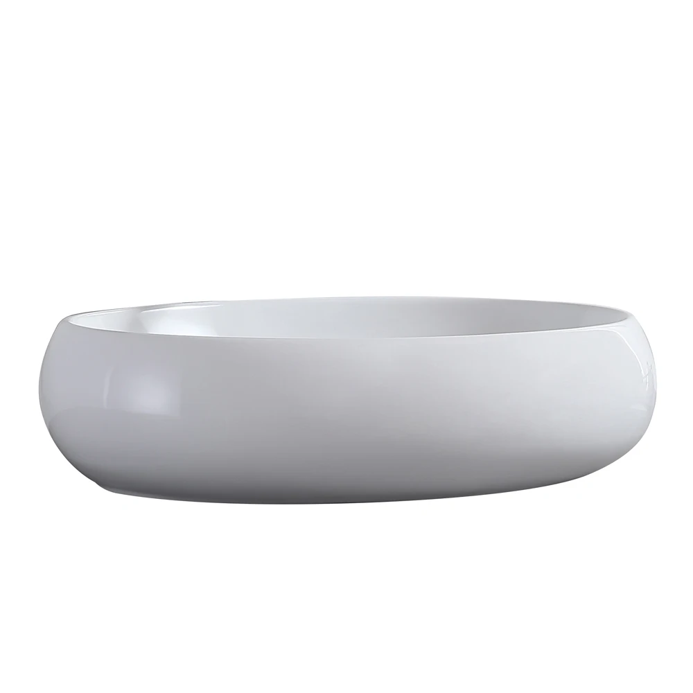 Ceramic Basin Above Counter Basin Curved Oval White  US Warehouse In Stock