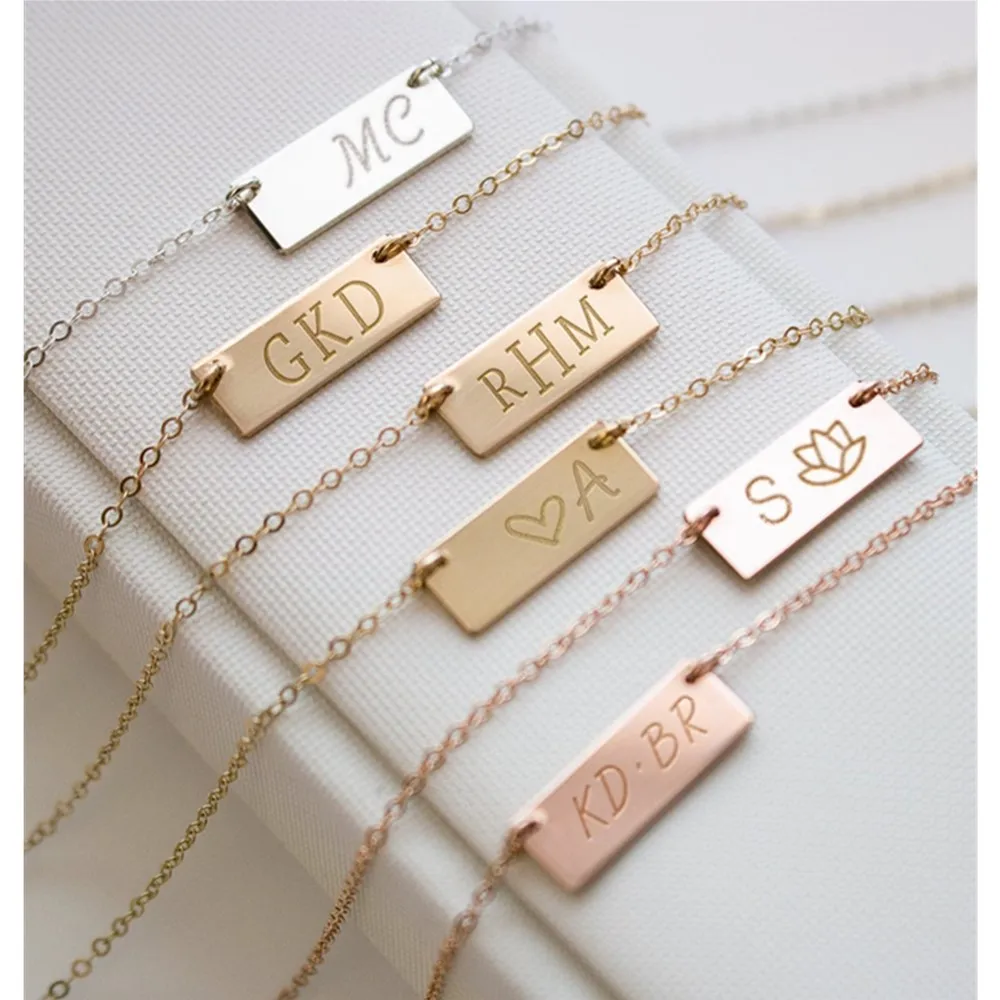 Engraved Necklace,Custom Necklace,Personalized Jewelry, Silver, Gold, Rose gold, Friendship Necklace, Monogram Name Necklace