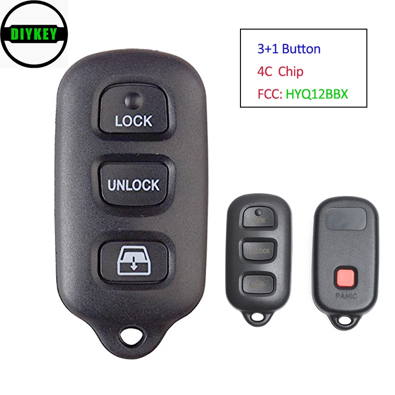 

DIYKEY Keyless Entry 4 Button Remote Car Key Fob for Toyota 4Runner 1999-2009 Sequoia 2000-2007 FCC ID: HYQ12BB