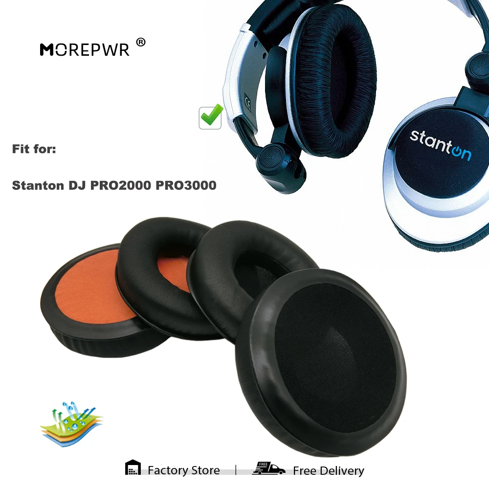 

Morepwr Replacement Ear Pads for Stanton DJ PRO2000 PRO3000 Headset Parts Leather Earmuff Earphone Sleeve Cover