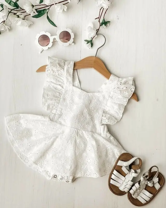 Hot Pasgeboren Baby Baby Meisjes Prinses Korte Mouwen Romper Jurk Kleding Outfit 2019 Zomer witte meisjes mini jurk