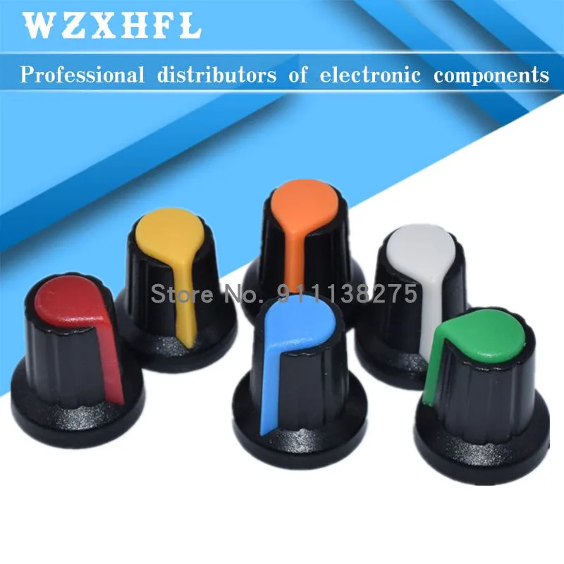 10Pcs WH148 Potentiometer Switch knob Cap Plastic Knob Plum Handle 15X17mm AG2 Handle 6MM BLACK RED YELLOW ORANGE WHITE