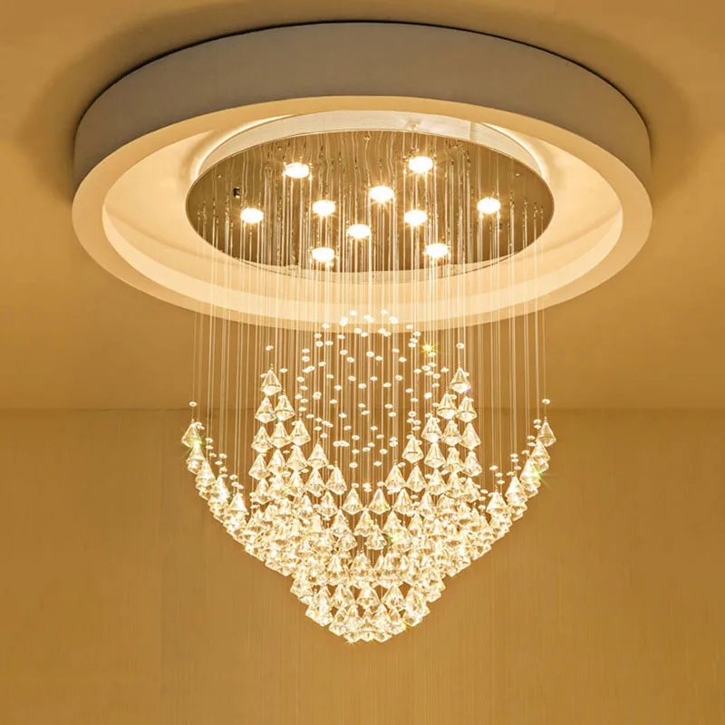 Modern round Design Large Crystal Chandelier Diamond Crystal Lighting AC110-240V for Living Room Hotel Luxury Illumination